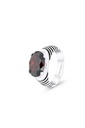 Sterling Silver 925 Ring Rhodium Plated Embedded With Garnet CZ For Men 