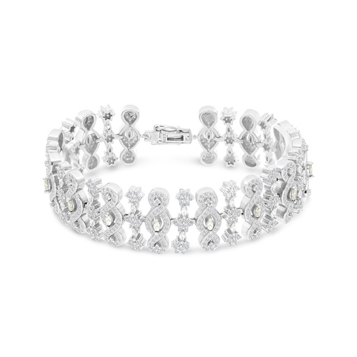 [BRC01CIT00WCZA805] Sterling Silver 925 Bracelet Rhodium Plated Embedded With Yellow Zircon And White CZ