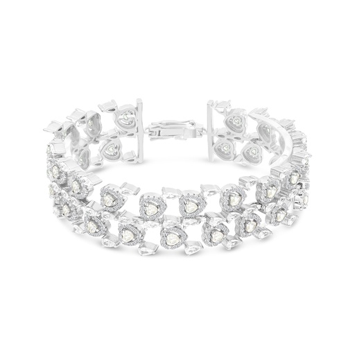 [BRC01CIT00WCZA810] Sterling Silver 925 Bracelet Rhodium Plated Embedded With Yellow Zircon And White CZ