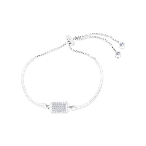 [BRC01WCZ00000A840] Sterling Silver 925 Bracelet Rhodium Plated And White CZ