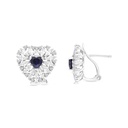 Sterling Silver 925 Earring Rhodium Plated Embedded With Sapphire Corundum And White CZ