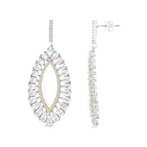 [EAR28CIT00WCZB649] Sterling Silver 925 Earring Rhodium And Gold Plated With  Yellow Zircon And White CZ