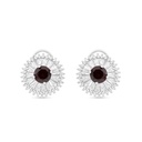 Sterling Silver 925 Earring Rhodium Plated Embedded With Ruby Corundum