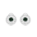 Sterling Silver 925 Earring Rhodium Plated Embedded With Emerald