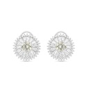 Sterling Silver 925 Earring Rhodium Plated Embedded With Yellow Zircon