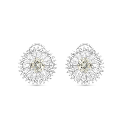 [EAR01CIT00WCZB658] Sterling Silver 925 Earring Rhodium Plated Embedded With Yellow Zircon