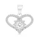 Sterling Silver 925 Pendant Rhodium Plated And White CZ
