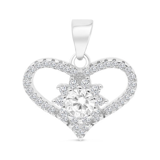 [PND01WCZ00000A768] Sterling Silver 925 Pendant Rhodium Plated And White CZ