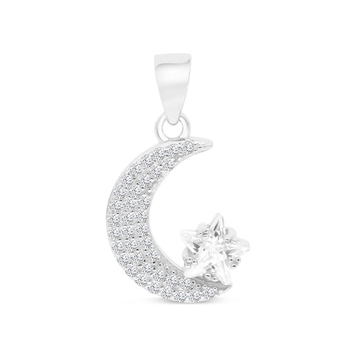 [PND01WCZ00000A774] Sterling Silver 925 Pendant Rhodium Plated And White CZ