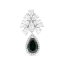 Sterling Silver 925 Pendant Rhodium Plated Embedded With Emerald And White CZ