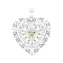 Sterling Silver 925 Pendant Rhodium Plated Embedded With Yellow Zircon And White CZ