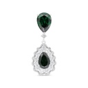 Sterling Silver 925 Pendant Rhodium Plated Embedded With Emerald And White CZ