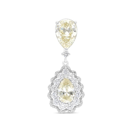 [PND01CIT00WCZA801] Sterling Silver 925 Pendant Rhodium Plated Embedded With Yellow Zircon And White CZ