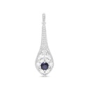 Sterling Silver 925 Pendant Rhodium Plated Embedded With Sapphire Corundum And White CZ