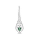 Sterling Silver 925 Pendant Rhodium Plated Embedded With Emerald And White CZ