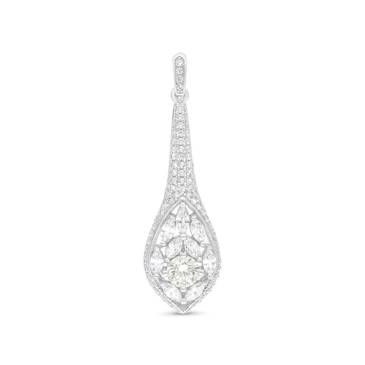[PND01CIT00WCZA803] Sterling Silver 925 Pendant Rhodium Plated Embedded With Yellow Zircon And White CZ
