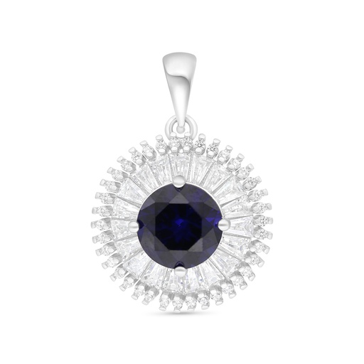 [PND01SAP00WCZA814] Sterling Silver 925 Pendant Rhodium Plated Embedded With Sapphire Corundum