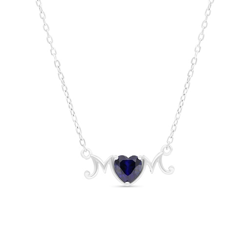 [NCL01SAP00000A637] Sterling Silver 925 Necklace Rhodium Plated Embedded With Sapphire Corundum 