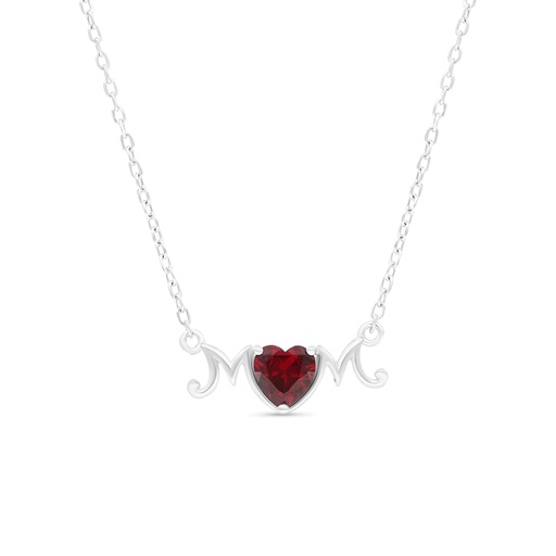 [NCL01RUB00000A637] Sterling Silver 925 Necklace Rhodium Plated Embedded With Ruby Corundum