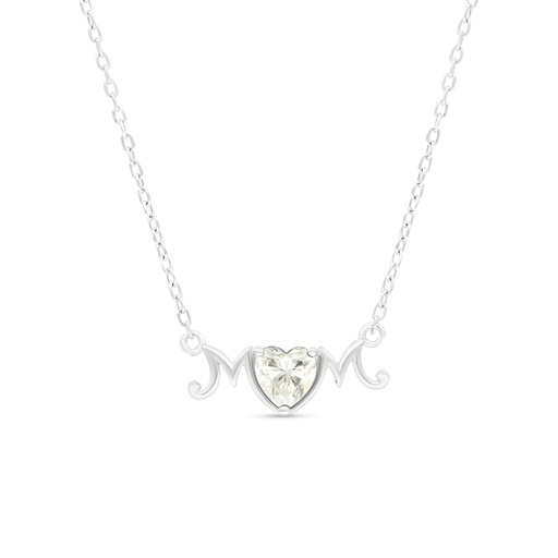 [NCL01CIT00000A637] Sterling Silver 925 Necklace Rhodium Plated Embedded With Yellow Zircon