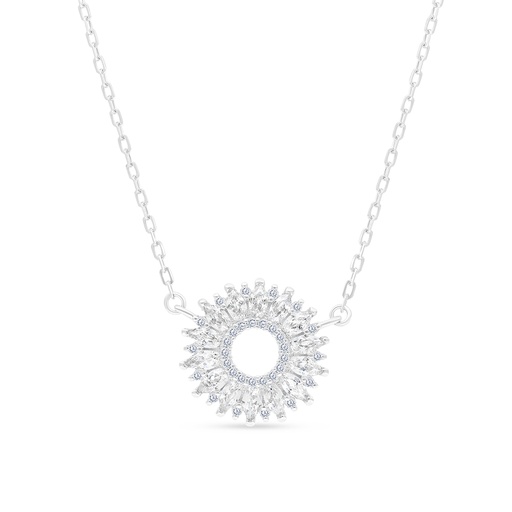 [NCL01WCZ00000A640] Sterling Silver 925 Necklace Rhodium Plated And White CZ