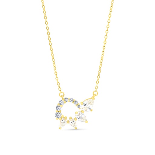 [NCL02CIT00WCZA533] Sterling Silver 925 Necklace Gold Plated Embedded With Yellow Zircon And White CZ