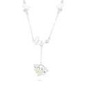 Sterling Silver 925 Necklace Rhodium Plated Embedded With Yellow Zircon