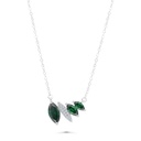 Sterling Silver 925 Necklace Rhodium Plated Embedded With Emerald And White CZ