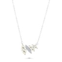 Sterling Silver 925 Necklace Rhodium Plated Embedded With Yellow Zircon And White CZ