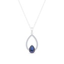 Sterling Silver 925 Necklace Rhodium Plated Embedded With Sapphire CorundumAnd White CZ
