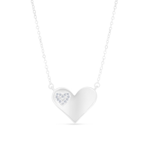 [NCL01WCZ00000A573] Sterling Silver 925 Necklace Rhodium Plated And White CZ