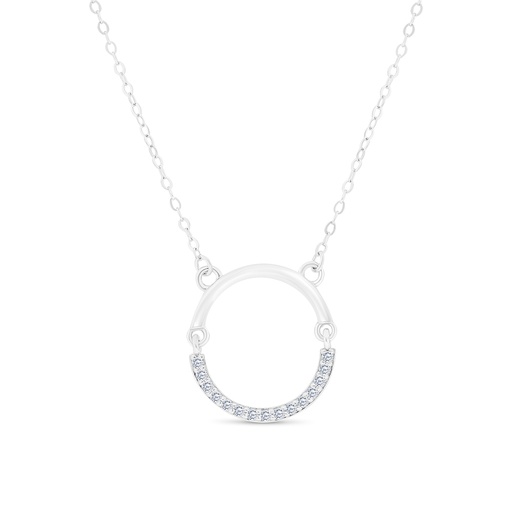 [NCL01WCZ00000A574] Sterling Silver 925 Necklace Rhodium Plated And White CZ