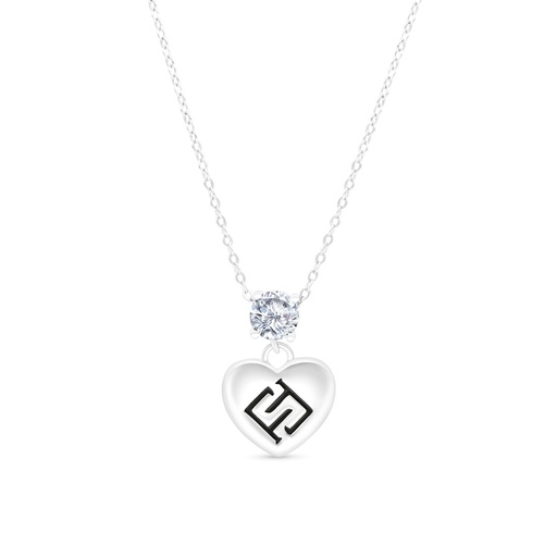 [NCL01WCZ00000A576] Sterling Silver 925 Necklace Rhodium Plated And White CZ LOGO