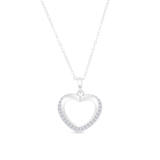 [NCL01WCZ00000A578] Sterling Silver 925 Necklace Rhodium Plated And White CZ