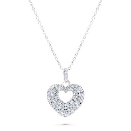 [NCL01WCZ00000A595] Sterling Silver 925 Necklace Rhodium Plated And White CZ