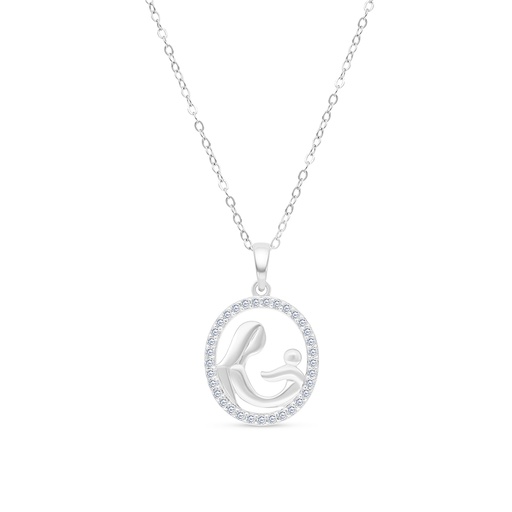 [NCL01WCZ00000A596] Sterling Silver 925 Necklace Rhodium Plated And White CZ