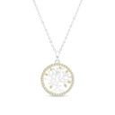 Sterling Silver 925 Necklace Rhodium And Gold Plated And White CZ
