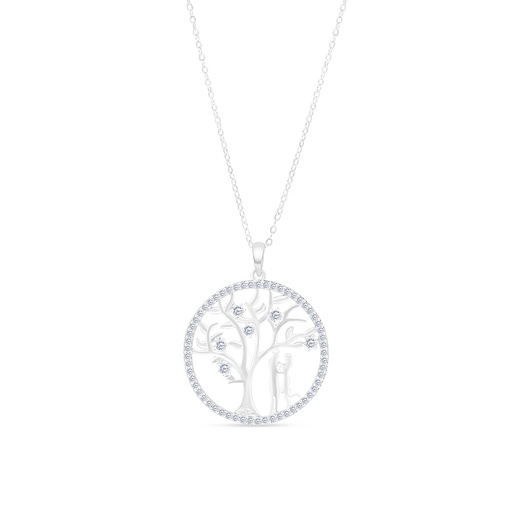 [NCL01WCZ00000A602] Sterling Silver 925 Necklace Rhodium Plated And White CZ