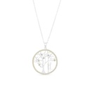 Sterling Silver 925 Necklace Rhodium And Gold Plated And White CZ