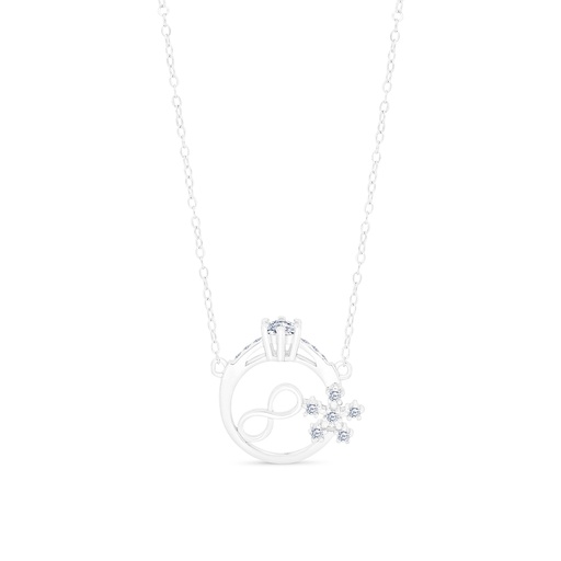 [NCL01WCZ00000A611] Sterling Silver 925 Necklace Rhodium Plated And White CZ