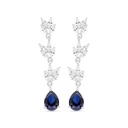 Sterling Silver 925 Earring Rhodium Plated Embedded With Sapphire Corundum 