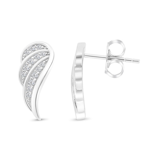 [EAR01WCZ00000B472] Sterling Silver 925 Earring Rhodium Plated And White CZ