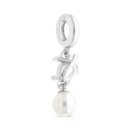 [PND01PRL00000A840] Sterling Silver 925 Pendant  Rhodium Plated Embedded With White Shell Pearl 