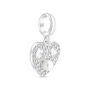 Sterling Silver 925 Pendant  Rhodium Plated Embedded With White Shell Pearl And White CZ
