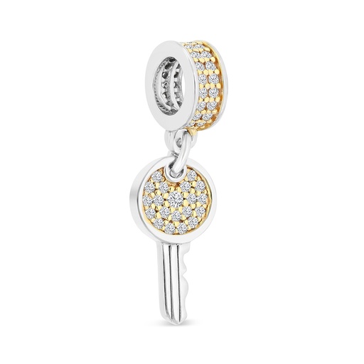 [PND28WCZ00000A875] Sterling Silver 925 Pendant Rhodium And Gold Plated Embedded With White CZ