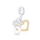 Sterling Silver 925 Pendant Rhodium And Gold Plated Embedded With White Shell Pearl And White CZ