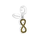 Sterling Silver 925 Pendant Rhodium And Gold Plated Embedded With Black CZ
