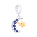 Sterling Silver 925 Pendant Rhodium And Gold Plated Embedded With Sapphire Corundum