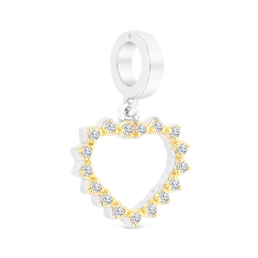 [PND28WCZ00000A897] Sterling Silver 925 Pendant Rhodium And Gold Plated Embedded With White CZ