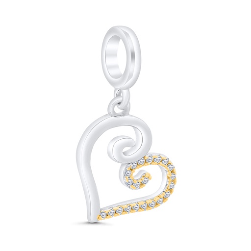 [PND28WCZ00000A898] Sterling Silver 925 Pendant Rhodium And Gold Plated Embedded With White CZ